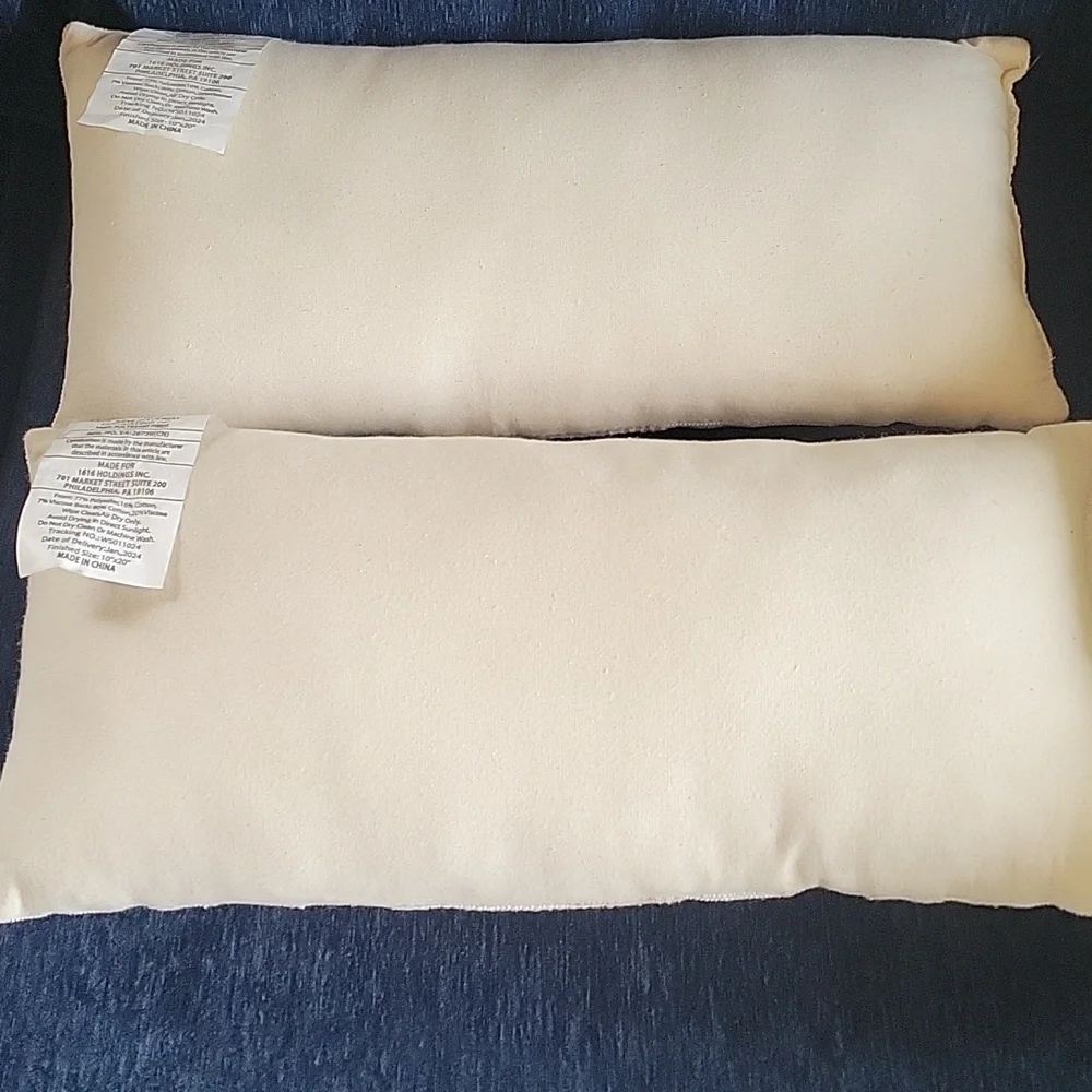 2 Cream and Tan Textured Throw Pillows